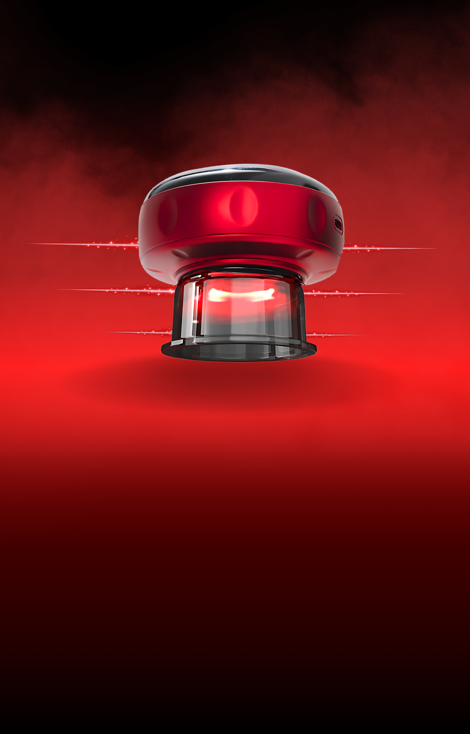 Smart cupping therapy device on red background