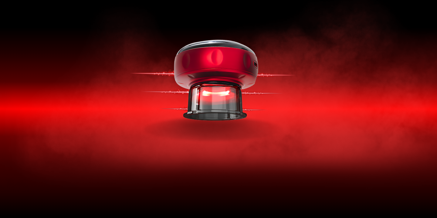 Smart cupping device on red background